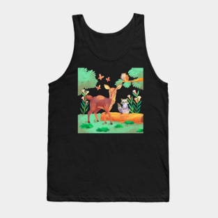 Watercolor Deer Animal forest Tank Top